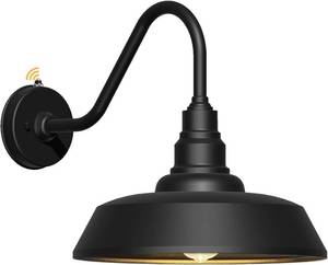lot 241791 image: 15 Inch Large Outdoor Gooseneck Barn Light, Dusk to Dawn Barn Light Waterproof and Rustproof Exterior Light Fixture for Patio, Porch, Garage, Gooseneck Lighting