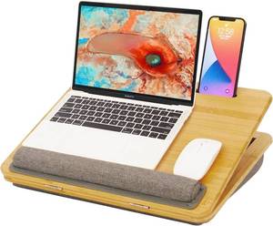 lot 241795 image: Lap Desk Laptop Desk Tray with Cushion, Laptop Lap Pad Bed Tray Adjustable Angle Portable,for Home Office, Sofa, Bed, Couch and car. Cushioned laptopTable Tray Bamboo
