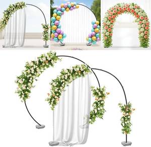 lot 241813 image: VerdeVista Convertible 6.5 FT Round Backdrop Stand - Heavy Duty Balloon Arch Stand with 2 Waterbags - Multiuse Photo Backdrop Arch, Black Circle Ring Balloon Arch Frame for Wedding Baby Shower & More