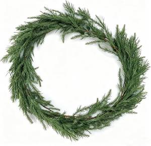 lot 241816 image: 6 Ft Artificial Norfolk Pine Garlands, Realistic Christmas Garland for Mantle, Real Touch Cedar Garland for Table, Stairs, Indoor & Outdoor Decor, Christmas Decorations