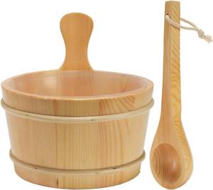 lot 241820 image: Sauna Bucket and Ladle Set, Wooden Sauna Bucket Sauna Accessories, LuxurySauna Wood Bucket Kit 1 Gallon (4 Liters) for Sauna Steam Room Indoor Outdoor
