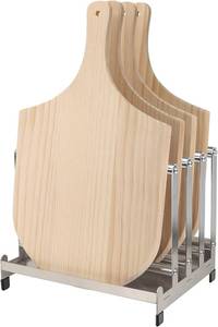 lot 241821 image: LRUI Pizza Peel Rack, Steel 4 Available Slots for Pizza Peel Organizing and Saving, Pizza Holder Rack with Non-Slip Feet