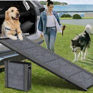 lot 241832 image: Dog Ramp for Car, 63 Long & 17 Wide Folding Portable Pet Stair Ramp with Non-Slip Rug Surface, Extra Wide Dog Steps for Medium & Large Dogs Up to 250LBS Enter a Car, SUV & Truck