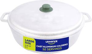 lot 341780 image: Universal (Professional Large) Caldero 32 Cups - 11.6 QT  11 L, Stainless Aluminum Pot, Even Heat Distribution and Fast Cooking Dutch Oven Pot, Ergonomic Handles, Ideal for Rice, and French Fries