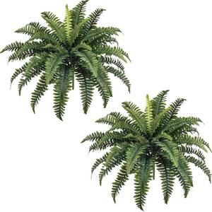 lot 341785 image: 35 Ferns Artificial Bush Plants Large, 2 Artificial Boston Ferns with 39 Fronds for Outdoors Home Decor