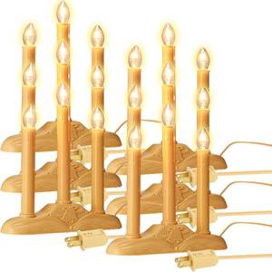 lot 341793 image: Uiifan 6 Pack 4 Pack 3 Light Electric Candle Candoliers Christmas Candle Shape Lamps with 3 C7 Clear Bulbs and 3 Ft Wire, 5 Watts Plug in Electric Window Candles for Xmas Supplies Decorations (Ivory)