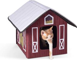 lot 341797 image: K&H Pet Products Outdoor Kitty House Cat Shelter (Unheated) Barn Design 19 X 22 X 17 Inches
