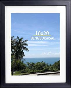 lot 341814 image: BENGBUKAISAI 16x20 Picture Frame, Display Pictures 11x14 with Mat or 16x20 Without Mat, Wall Hanging Photo Frame,Black, 1 Pack