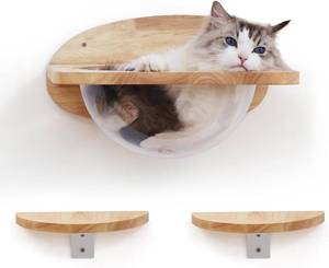 lot 341815 image: FUKUMARU Cat Wall Furniture Set, Transparent Capsule Kitten Walls Shelves with 2 PCS Pedals - Premium Kitty Bed for Sleeping, Playing, Climbing, and Lounging - Easily Holds Up to 35 Lbs