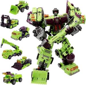 lot 341817 image: NBK Deformation Oversize Toys Robot Devastator Engineering Combiner 6 in 1 Action Figure Car Truck Model Gift for Kids Boys (Green)