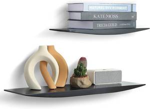 lot 441763 image: KYIAANY Brown Floating Shelves for Wall Solid Wood Shelf Heavy Duty Set of 2 Modern Minimalist Industria Decor for Office Living Room Bedroom Kitchen Bathroom Display Book Plant Statue
