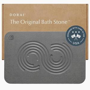 lot 441773 image: Dorai Home Bath Stone Mat 23.6x15.4 Quick-Dry, Non-Slip Diatomite Stone Bath Mat for Bathroom, Zen Slate