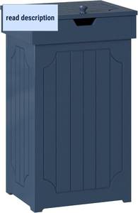 lot 141871 image: Function Home Trash Can Cabinet, 13 Gallon Kitchen Garbage Can, Wooden Recycling Trash Bin, Freestanding Dog Proof Trash Can, Farmhouse Trash Cabinet with Lid for Home Kitchen Bedroom, Blue