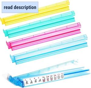 lot 141895 image: SSFUN Mahjong All-in-One Tile Rack & Pusher, Clear Acrylic Mahjong Rack and Pusher Combo, Modern American Majiang Tile Racks Set of 4 (Multi-Color)