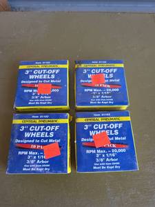 lot 37 image: 4ct Central Pneumatic 3 Inch Cut-Off Wheels 10 Pack Metal Cutting Discs