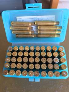 lot 71 image: 30-06 Springfield Brass Ammunition Cartridges in Storage Box