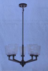 lot 88 image: Black Metal 5-Light Chandelier with Glass Shades