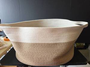 lot 90 image: Large Cotton Rope Storage Basket with Handles