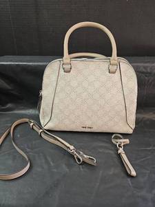 lot 246 image: Nine West Cream Monogram Satchel Handbag- Never Used