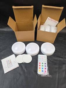 lot 254 image: Remote Controlled LED Puck Lights Set of 6