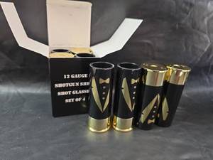 lot 317 image: 12 Gauge Shotgun Shell Shot Glasses Set of 8