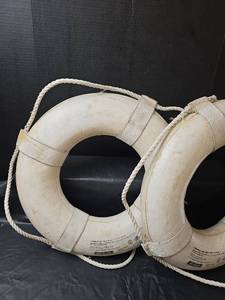 lot 319 image: 2 Antique White Commercial Ring Life Preservers