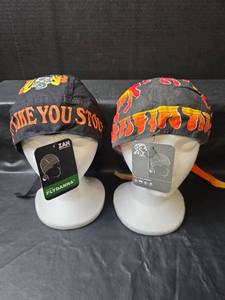 lot 327 image: Flydanna Flame Pattern and Ride It Like you Stole It Headwrap