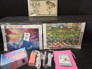 lot 354 image: 3 Complete Diamond Painting Kits with Electric Pen Tool