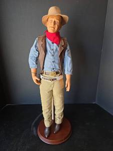 lot 432 image: 22inch John Wayne Western Cowboy Action Figure with Stand