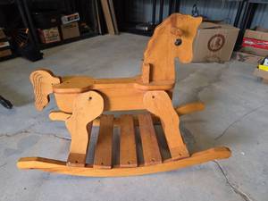 lot 461 image: Toddlers Wooden Rocking Horse 14in Seat Height