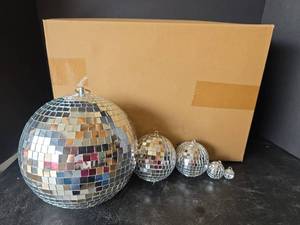 lot 472 image: 100 Piece Mirrored Ornaments  Multiple Sizes- Wedding or Party Decor 1inch to 9inch