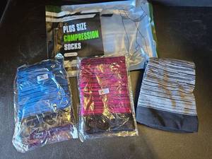 lot 484 image: 3 Pair Plus Size Compression Socks - Port Landing 2XL NEW