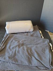 lot 554 image: 2ct. Gray Dining Chair Slipcovers with Cushions