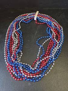 lot 584 image: Patriotic Red White Blue Bead Necklaces