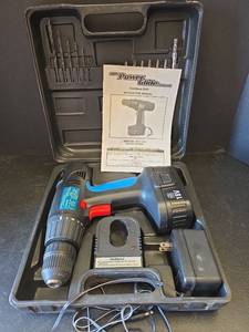 lot 611 image: Power Glide 18V Cordless Drill Kit with Case and Accessories