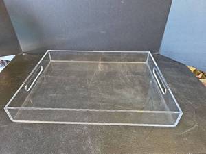 lot 642 image: Clear Acrylic Serving Tray with Handles 12in x 16in