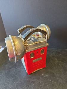 lot 667 image: Antique Wheat Fyr-Fyter 6 Volt Battery Powered Double Spotlight
