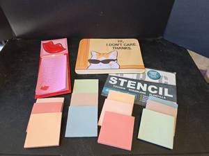 lot 673 image: Cat Mouse Pad, Sticky Notes, Stencils, and To Do Note Pad