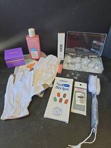 lot 686 image: Cotton Moisturizing Gloves 3pr, Nails Tips, Overnight Toning Body Cream, Make-Up, and More