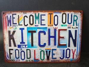 lot 692 image: Welcome To Our Kitchen Metal Sign