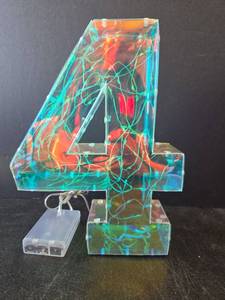 lot 735 image: LED Light Up Acrylic Number 4 For Kids Birthday Parties