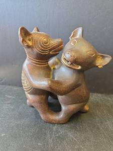 lot 756 image: Vintage Colima Dancing Dogs Mexican Pottery Folk Art
