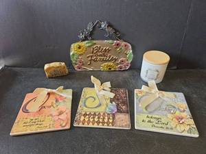 lot 765 image: Inspirational Wall Signs and Candle
