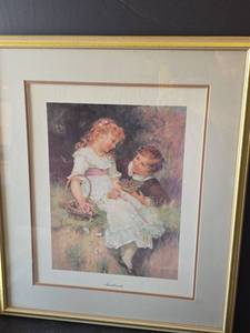 lot 864 image: Sweethearts Victorian Children Picture Framed