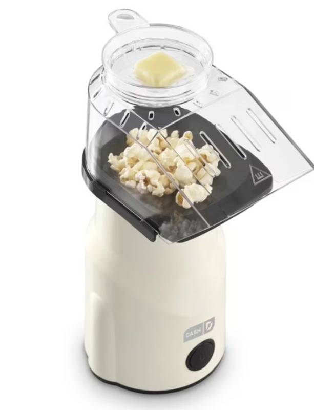 lot 2545 image: Dash Hot Air Fresh Popcorn Popper with Butter Melting Tray, Compact, Cream