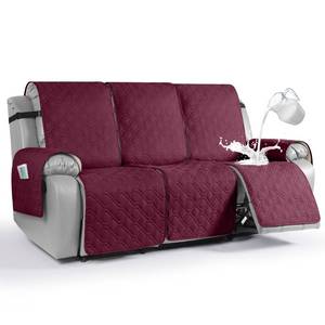lot 8072 image: VANSOFY Waterproof Recliner Couch Covers, Sofa Covers 1-Piece Washable Reclining Sofa Cover Non-Slip Furniture Protector with Elastic Straps Pocket for Dogs, Pets(Burgundy,3 Seater)