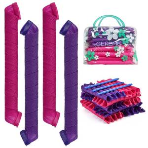 lot 8075 image: 40pcs Heatless Spiral Hair Rollers with Styling Hooks, 22inch55cm, No Heat Damage, DIY Kit for Long & Medium Hair