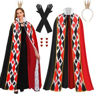lot 8076 image: Maazusa Red Queen Costume Set Queen of Hearts Women Wonderland Deluxe Outfit For Halloween Party Dress Up