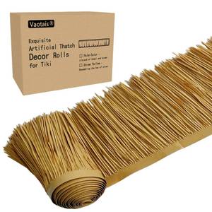 lot 8080 image: Premium Mexican Style Artificial Palm Thatch Roof Rolls. 5 Lengths, 2 Colors. Waterproof. Easy Install. Ideal for Tiki Bars, Parties, Gardens & Fences (4ft x 16in - Straw Yellow)