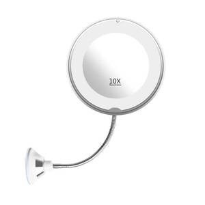 lot 8086 image: Imikoko Flexible Gooseneck LED Light Makeup Mirror, 10X Magnifying Makeup Mirror with Locking Suction Cup, Diffused Light and 360° Swivel
